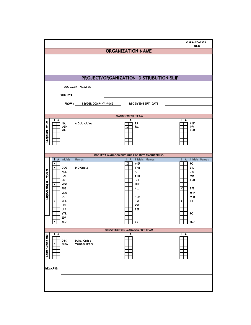 Master Distribution Matrix Template, Forms & Stamps