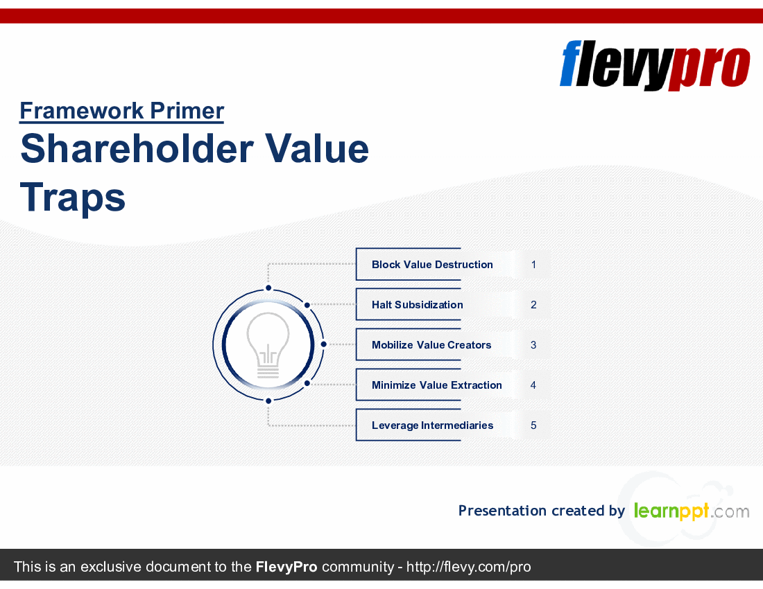 This is a partial preview of Shareholder Value Traps (29-slide PowerPoint presentation (PPTX)). Full document is 29 slides. 