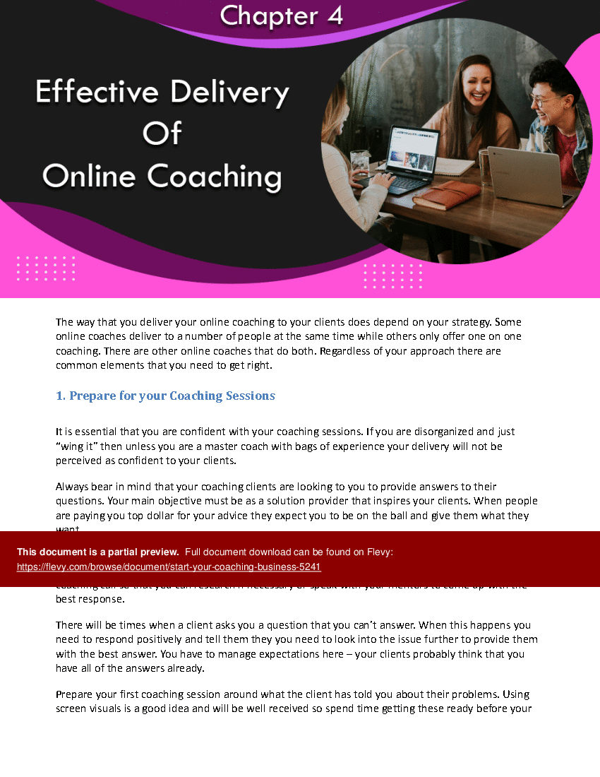 This is a partial preview of Start Your Coaching Business (34-page PDF document). Full document is 34 pages. 
