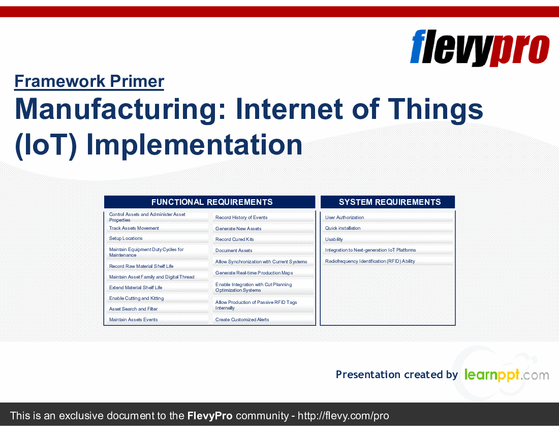 Manufacturing: Internet of Things (IoT) Implementation (25-slide PowerPoint presentation (PPTX)) Preview Image