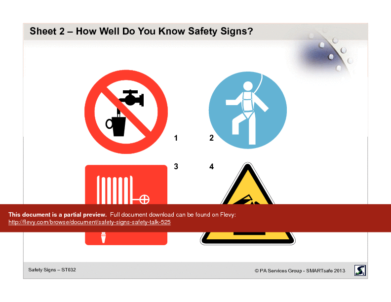 Safety Signs - Safety Talk (21-page PDF document) Preview Image