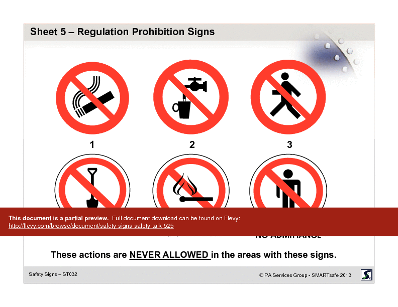 Safety Signs - Safety Talk (21-page PDF document) Preview Image