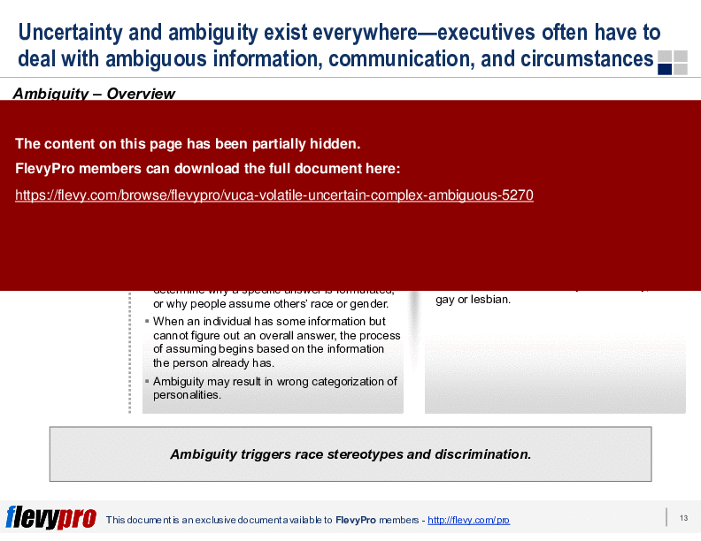 VUCA (Volatile, Uncertain, Complex, Ambiguous) (26-slide PowerPoint presentation (PPTX)) Preview Image