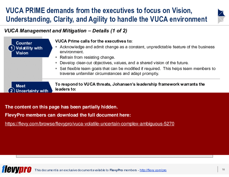 VUCA (Volatile, Uncertain, Complex, Ambiguous) (26-slide PPT PowerPoint presentation (PPTX)) Preview Image