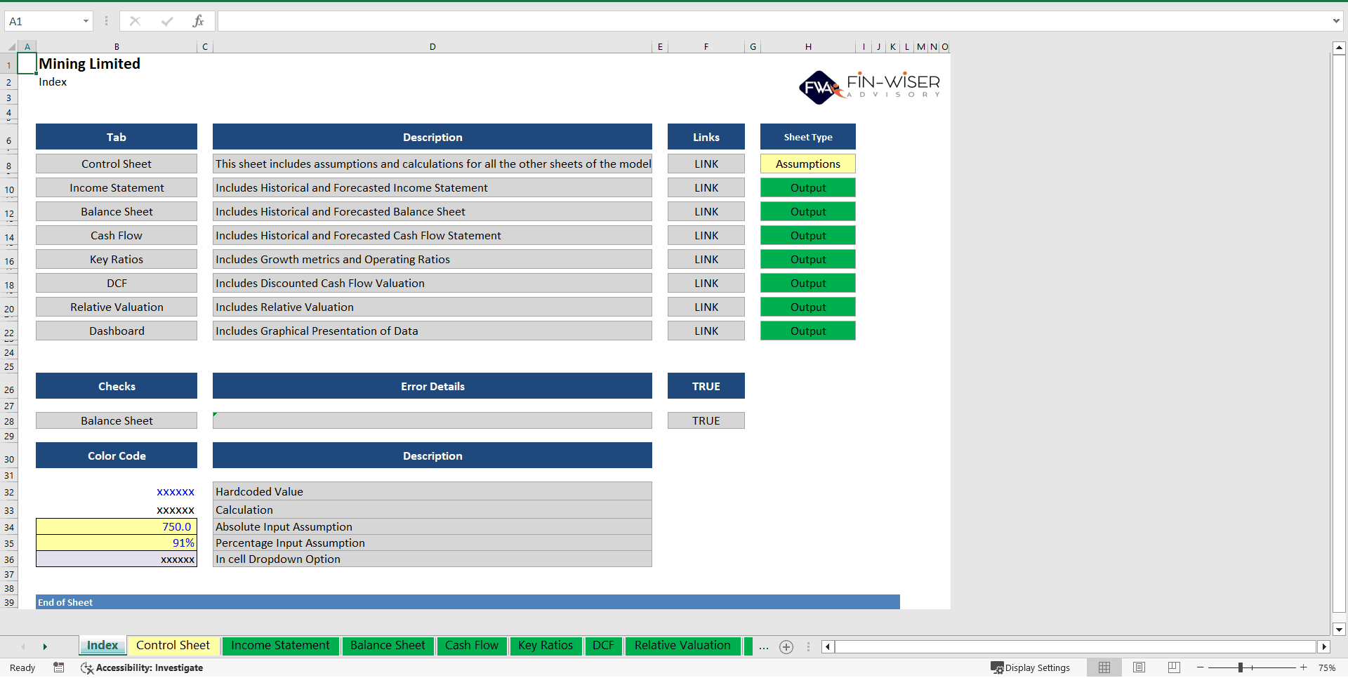 Mining - Discounted Cash Flow DCF Valuation Model (Excel template (XLSM)) Preview Image