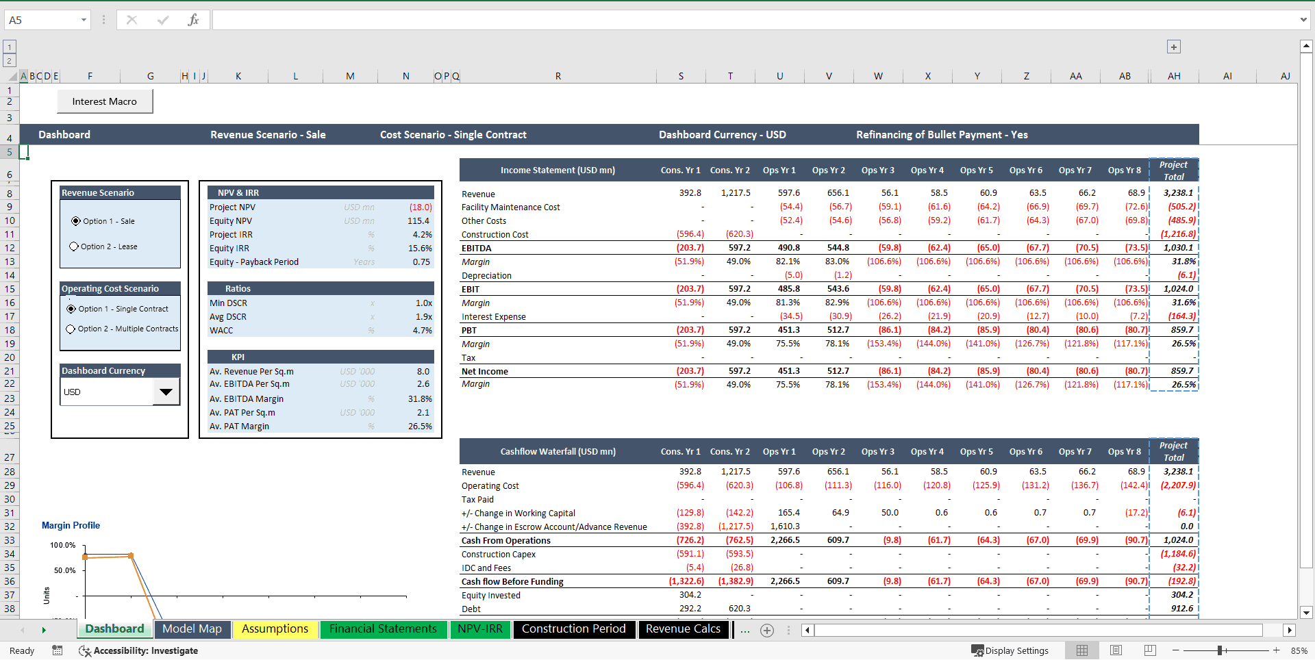 Commercial Real Estate - Lease or Sell Quarterly Model (Excel template (XLSM)) Preview Image