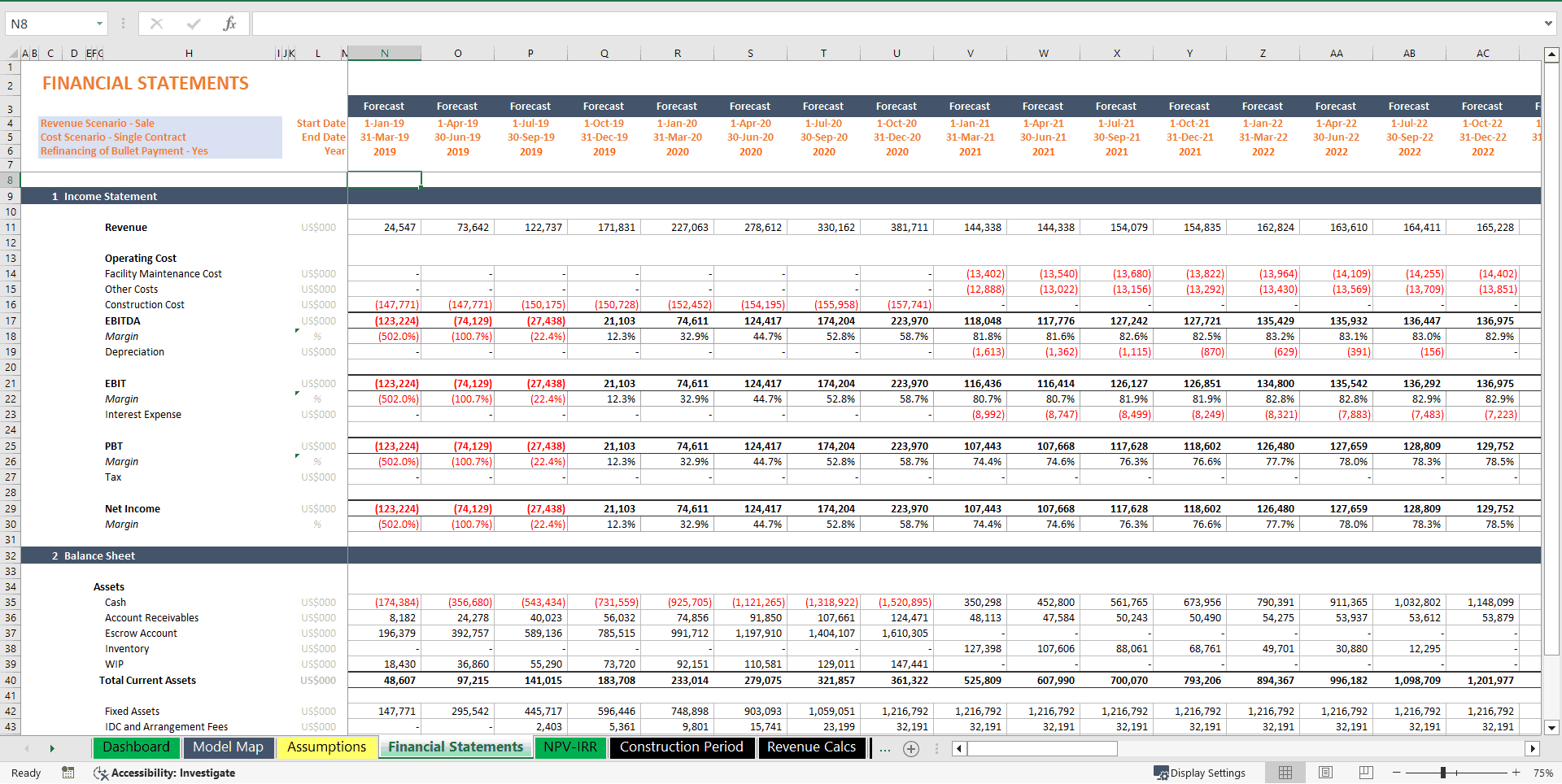 Commercial Real Estate - Lease or Sell Quarterly Model (Excel template (XLSM)) Preview Image