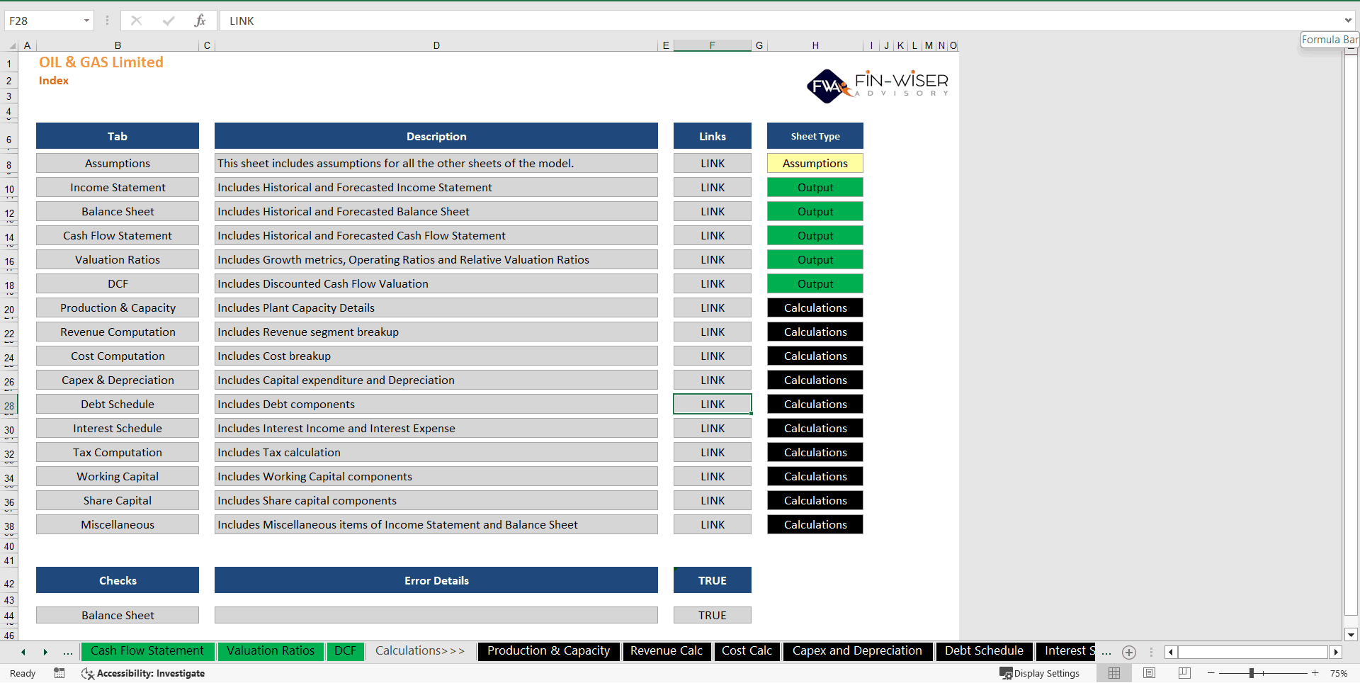 DCF Valuation Model - Oil & Gas (3-Year Actual, 5-Year Forecast) (Excel template (XLSM)) Preview Image