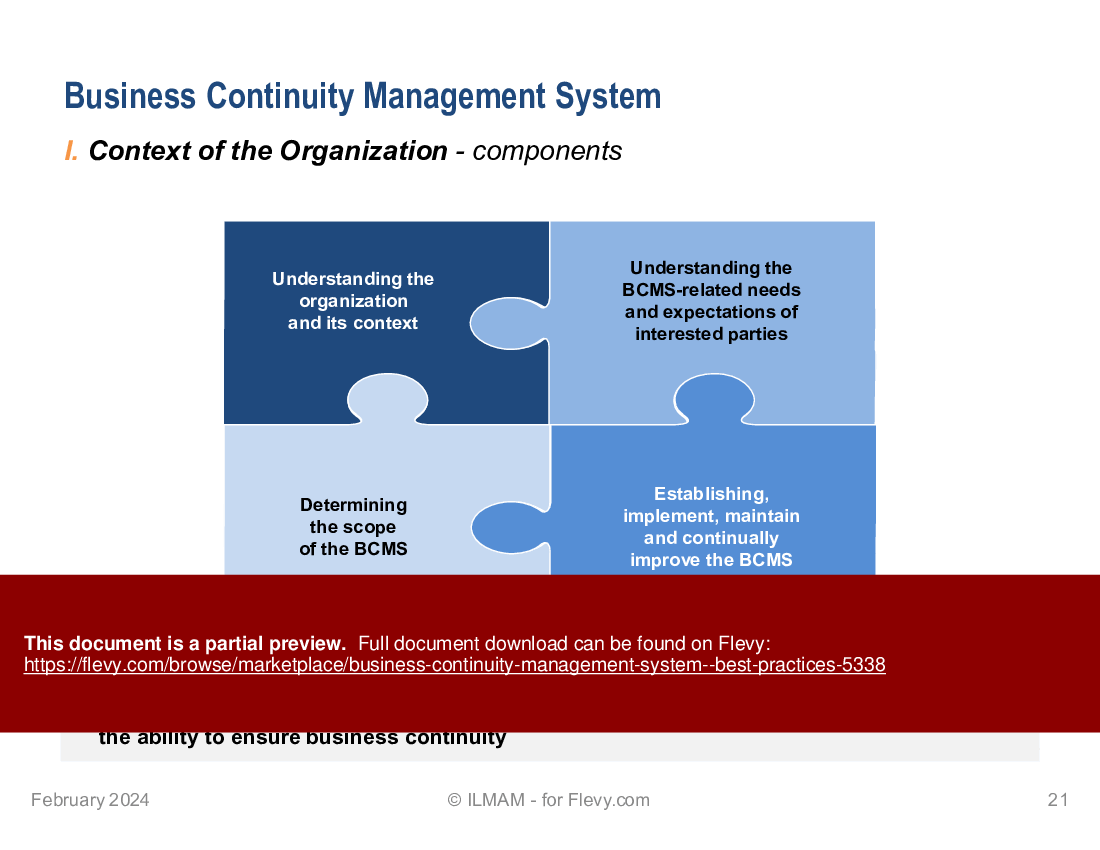 Business Continuity Management System - Best Practices (29-slide PowerPoint presentation (PPTX)) Preview Image