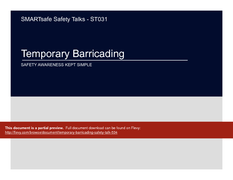 Temporary Barricading - Safety Talk (17-page PDF document) Preview Image