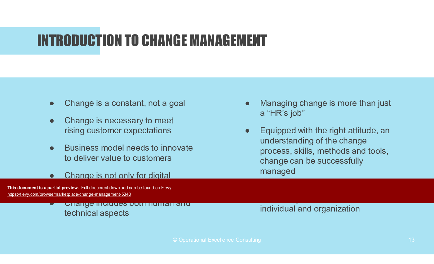 This is a partial preview of Change Management (110-slide PowerPoint presentation (PPTX)). Full document is 110 slides. 
