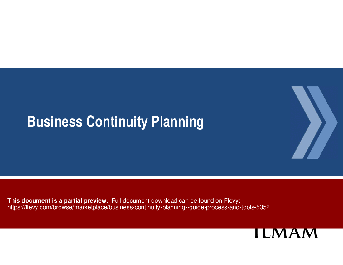 This is a partial preview of Business Continuity Planning - Guide, Process and Tools (61-slide PowerPoint presentation (PPTX)). Full document is 61 slides. 