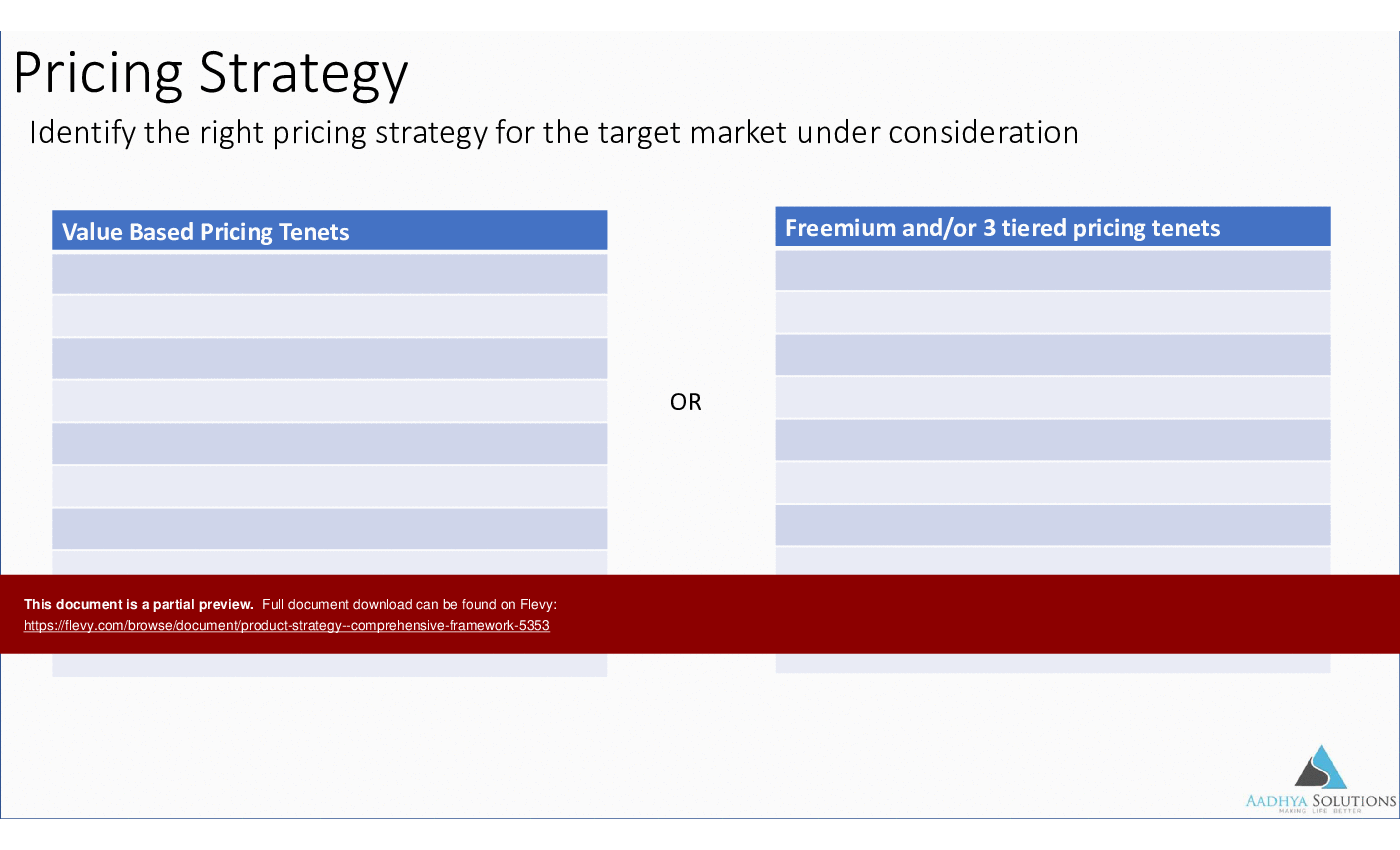This is a partial preview of Product Strategy - Comprehensive Framework (21-slide PowerPoint presentation (PPTX)). Full document is 21 slides. 