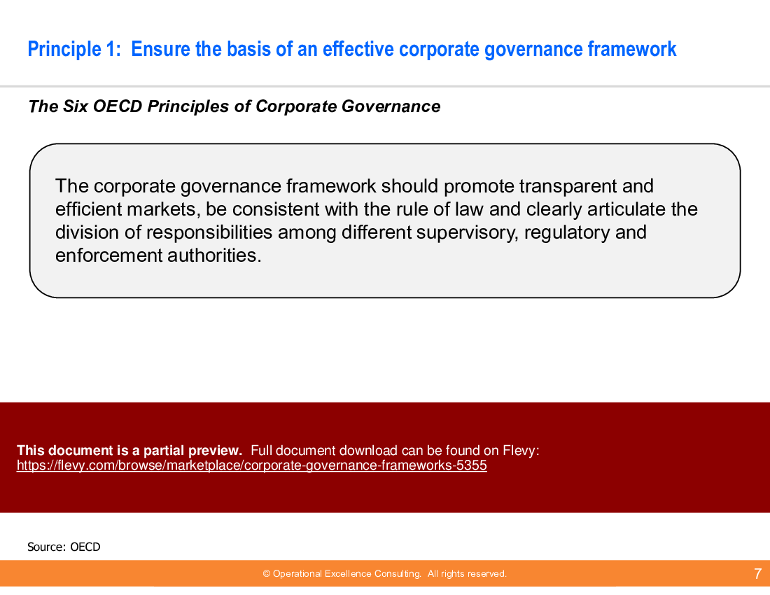 This is a partial preview of Corporate Governance Frameworks (129-slide PowerPoint presentation (PPTX)). Full document is 129 slides. 
