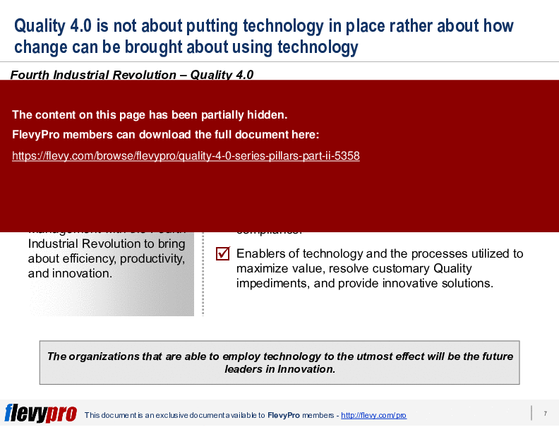 This is a partial preview of Quality 4.0 Series: Pillars (Part II) (24-slide PowerPoint presentation (PPTX)). Full document is 24 slides. 