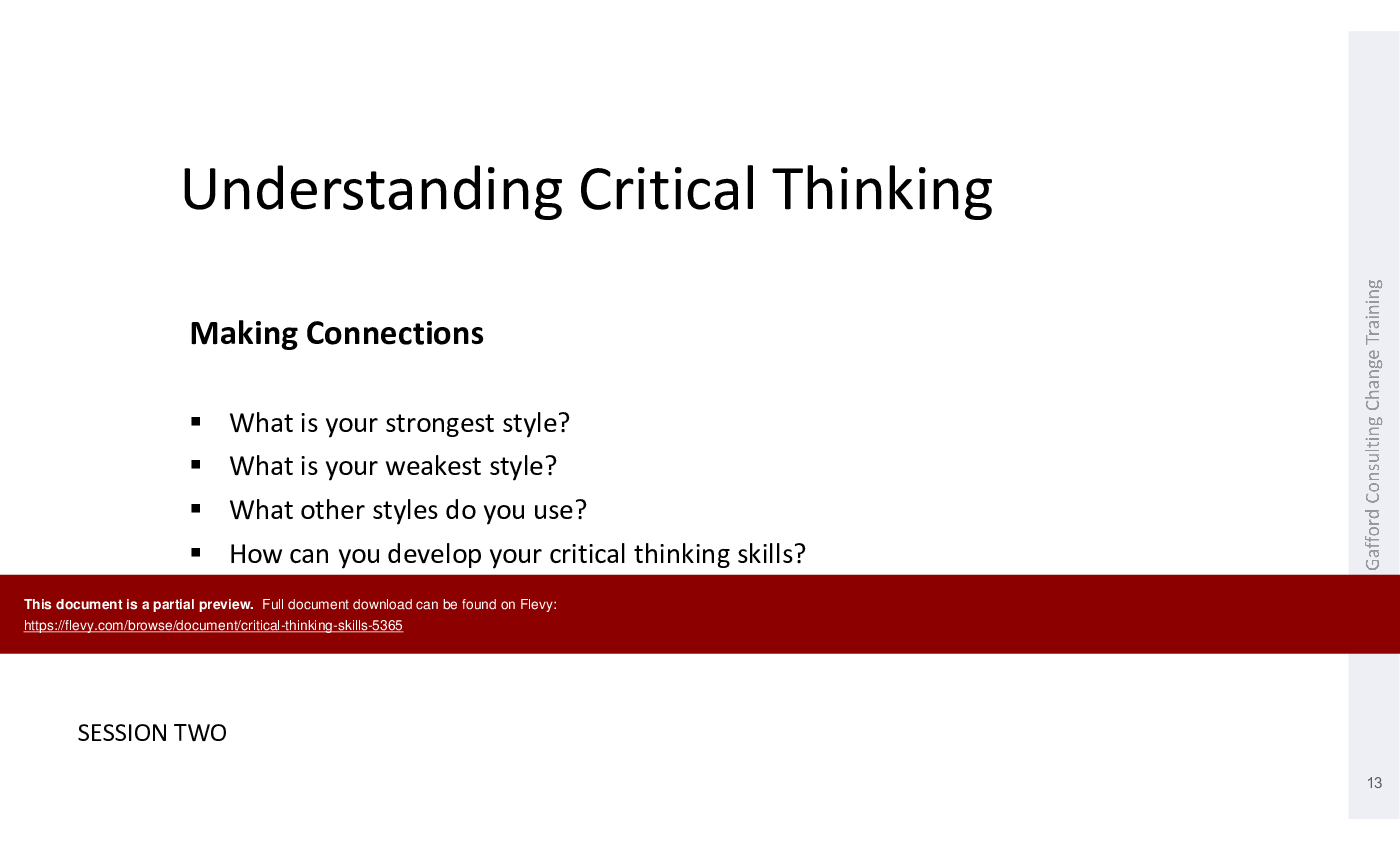 This is a partial preview of Critical Thinking Skills (70-slide PowerPoint presentation (PPTX)). Full document is 70 slides. 
