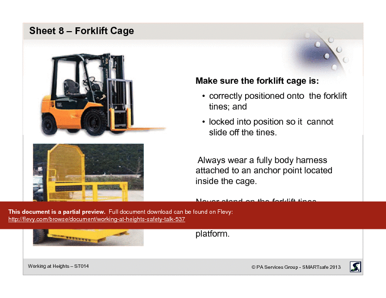 Working at Heights - Safety Talk (21-page PDF document) Preview Image