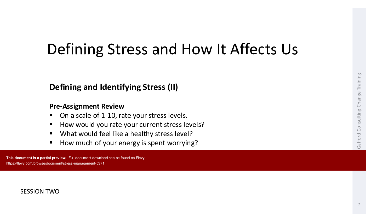This is a partial preview of Stress Management (57-slide PowerPoint presentation (PPTX)). Full document is 57 slides. 