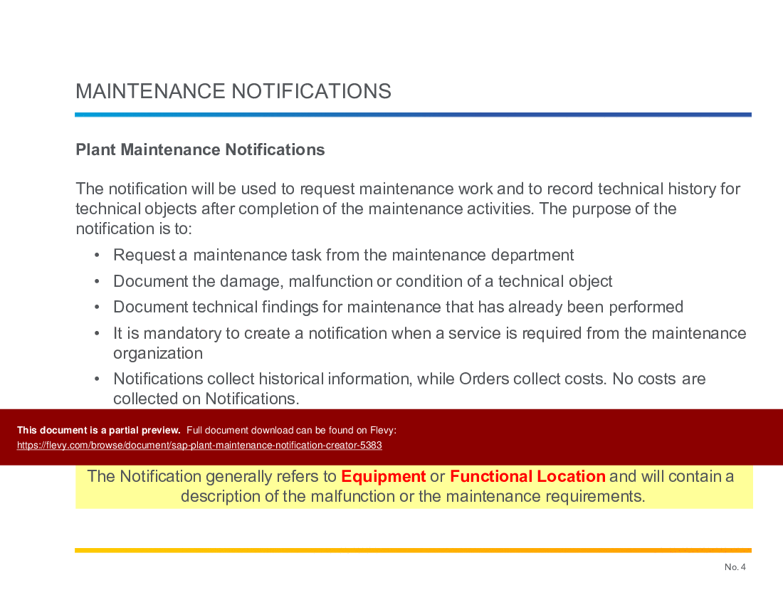 SAP Plant Maintenance Notification Creator (51-slide PPT PowerPoint presentation (PPTX)) Preview Image