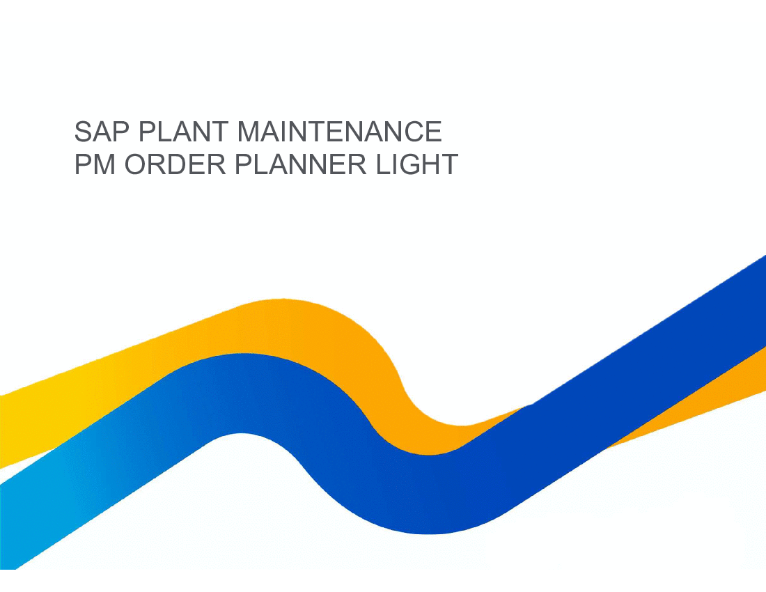 SAP Plant Maintenance Order Planner Light