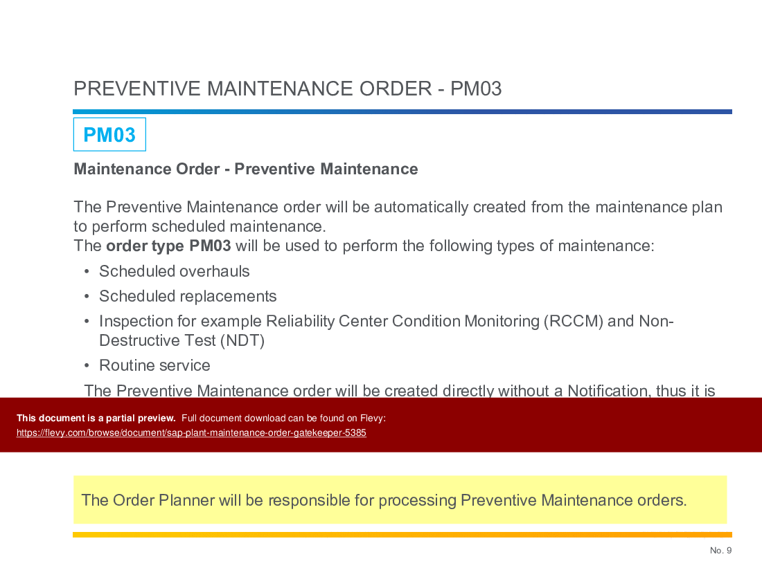 SAP Plant Maintenance Order Gatekeeper (61-slide PPT PowerPoint presentation (PPTX)) Preview Image