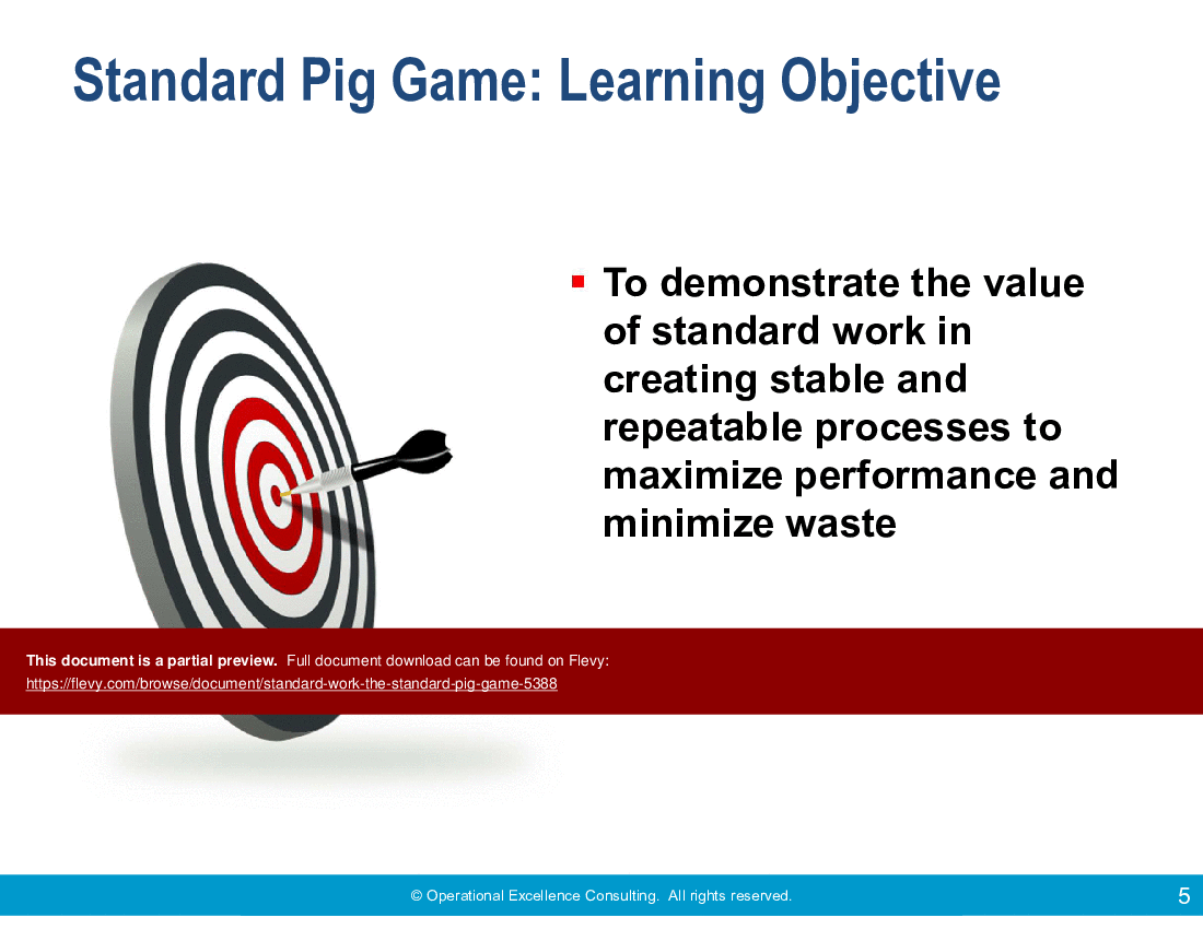 Lean Standard Work: The Standard Pig Game (26-slide PPT PowerPoint presentation (PPTX)) Preview Image