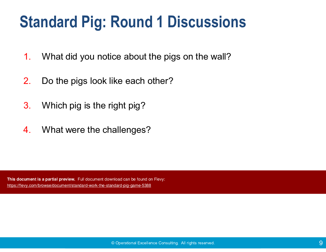 Standard Work: The Standard Pig Game (26-slide PowerPoint presentation (PPTX)) Preview Image