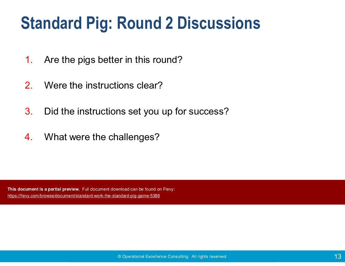 Lean Standard Work: The Standard Pig Game (26-slide PPT PowerPoint presentation (PPTX)) Preview Image