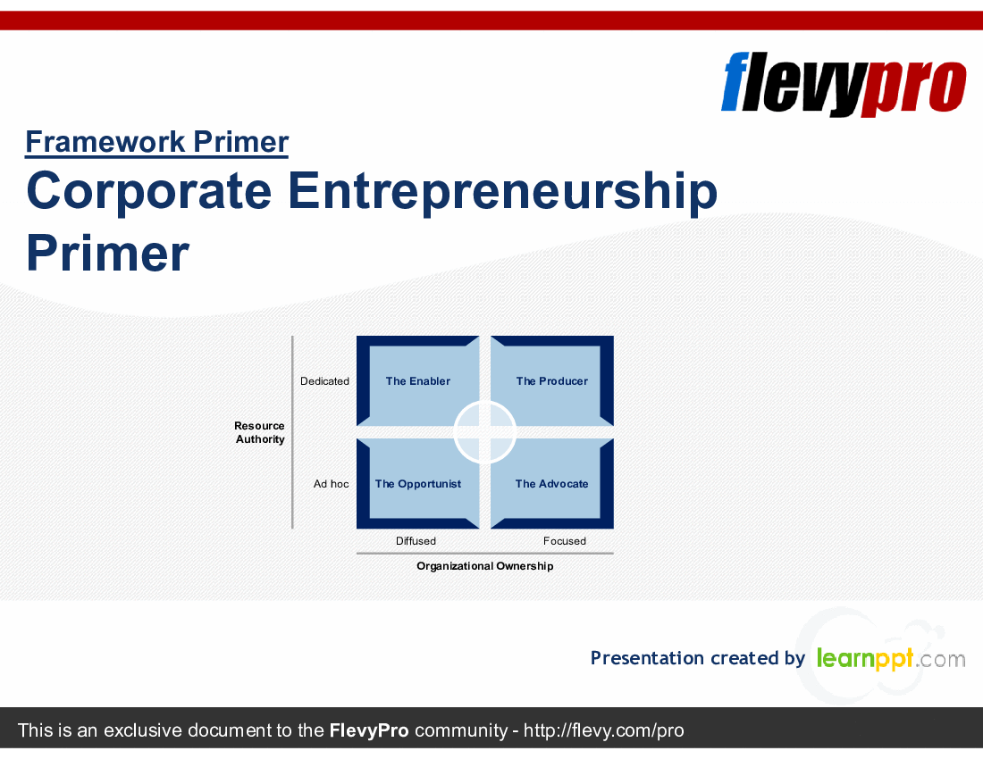 Corporate Entrepreneurship Primer (24-slide PPT PowerPoint presentation (PPTX)) Preview Image