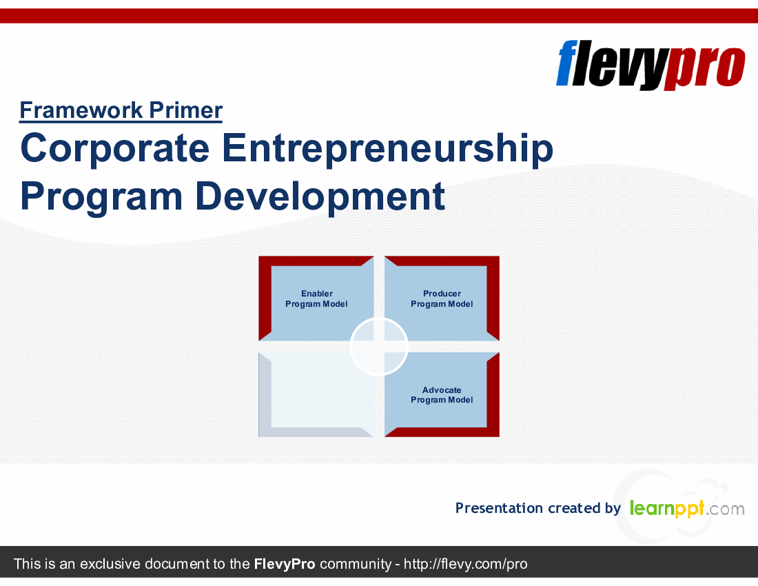 This is a partial preview of Corporate Entrepreneurship Program Development (31-slide PowerPoint presentation (PPTX)). Full document is 31 slides. 