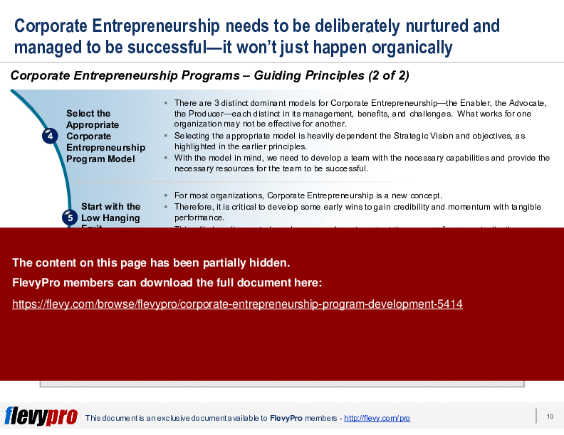 Corporate Entrepreneurship Program Development (31-slide PPT PowerPoint presentation (PPTX)) Preview Image