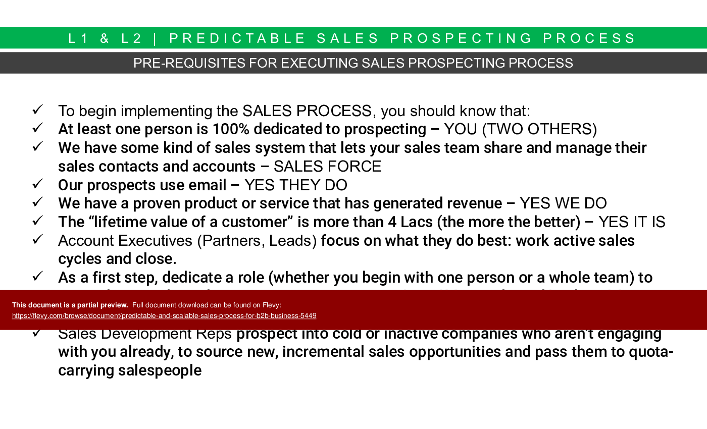 This is a partial preview of Predictable and Scalable Sales Process for B2B Business (131-slide PowerPoint presentation (PPT)). Full document is 131 slides. 