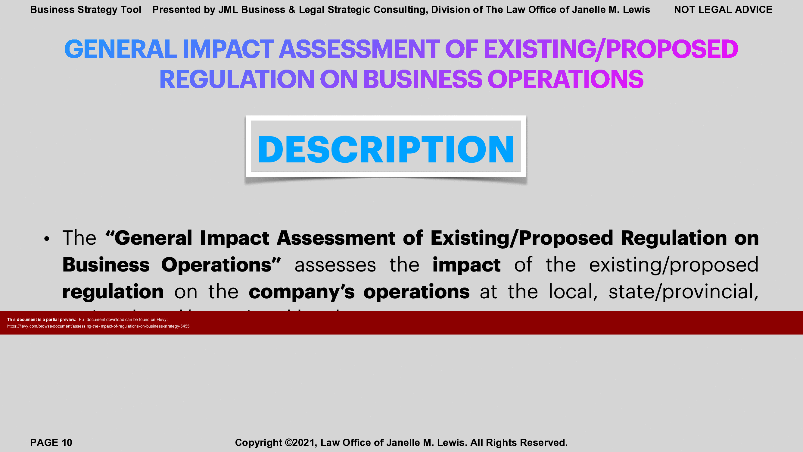 This is a partial preview of Assessing the Impact of Regulations on Business Strategy (25-page PDF document). Full document is 25 pages. 