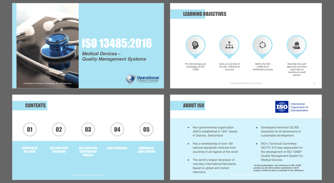 ISO 13485:2016 (Medical Devices - QMS) Awareness Training (67-slide PPT PowerPoint presentation (PPTX)) Preview Image