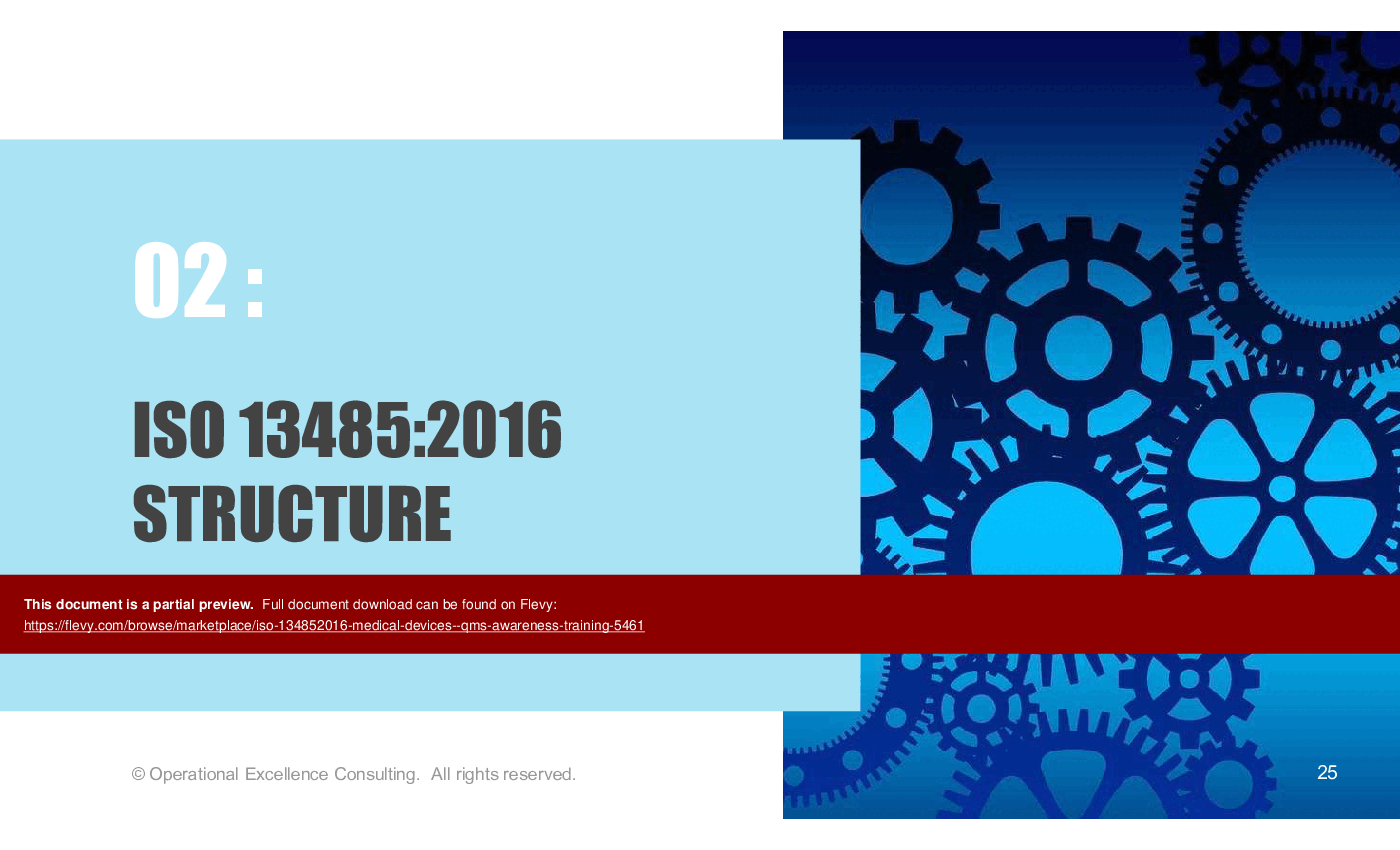ISO 13485:2016 (Medical Devices - QMS) Awareness Training (67-slide PowerPoint presentation (PPTX)) Preview Image