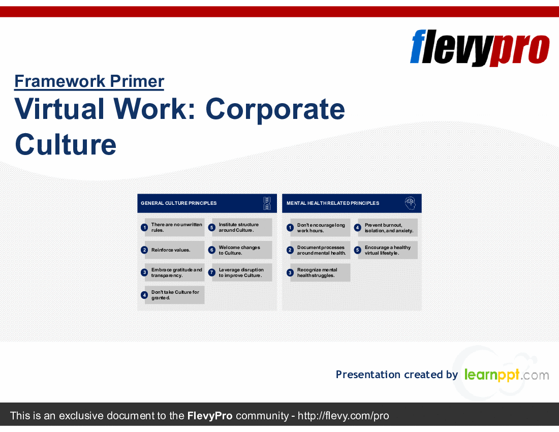 This is a partial preview of Virtual Work: Corporate Culture (23-slide PowerPoint presentation (PPTX)). Full document is 23 slides. 