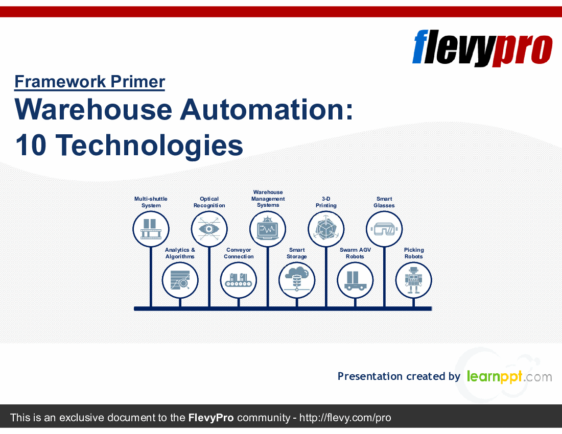 This is a partial preview of Warehouse Automation: 10 Technologies (26-slide PowerPoint presentation (PPTX)). Full document is 26 slides. 