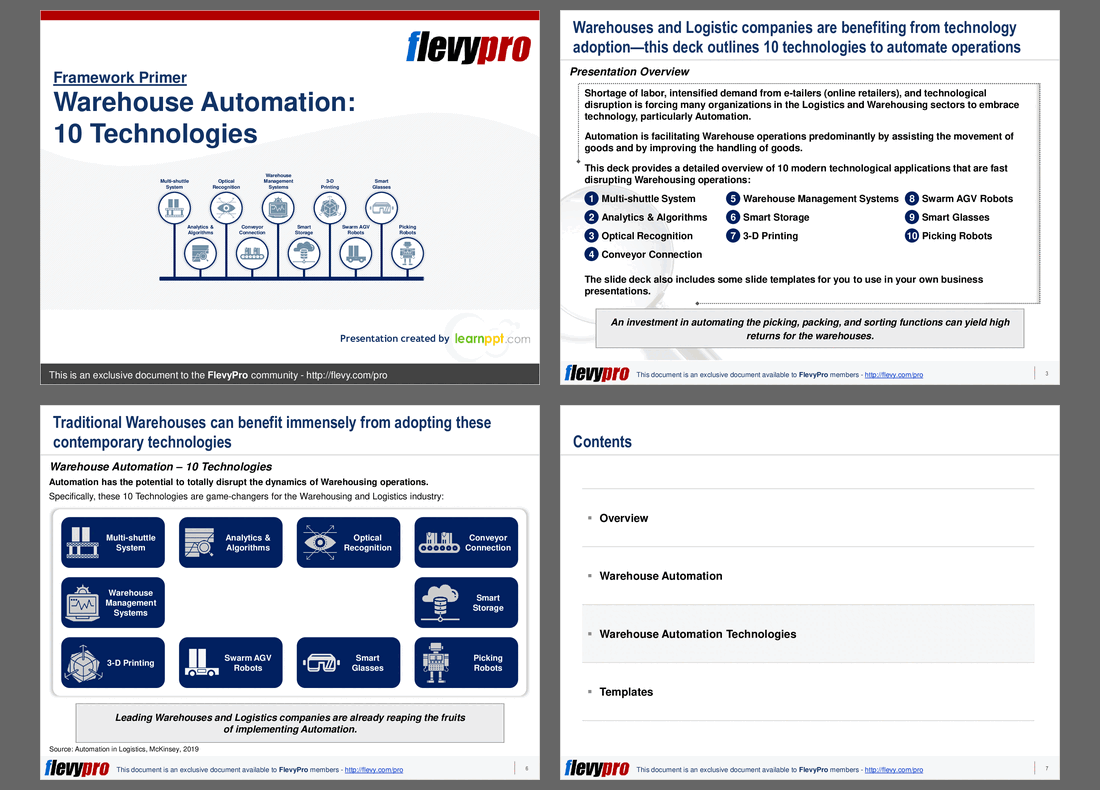 Warehouse Automation: 10 Technologies (26-slide PPT PowerPoint presentation (PPTX)) Preview Image