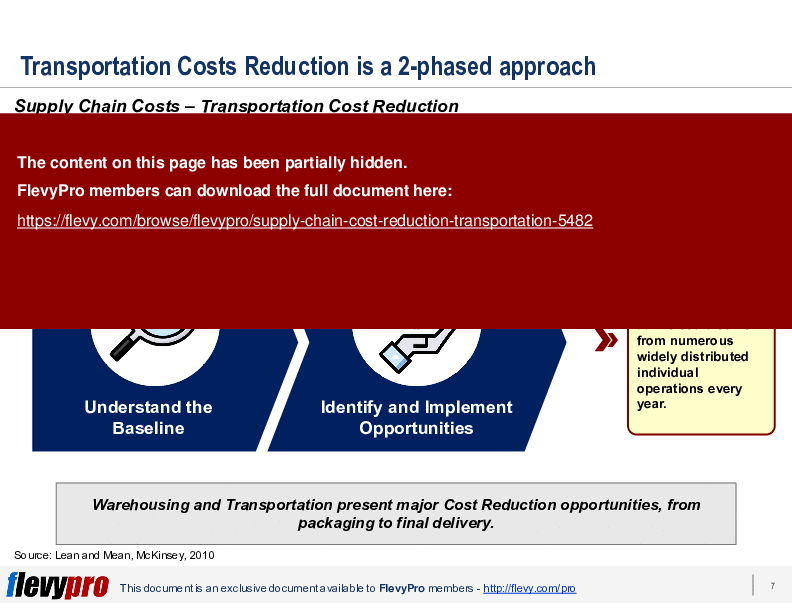 Supply Chain Cost Reduction: Transportation (25-slide PowerPoint presentation (PPTX)) Preview Image