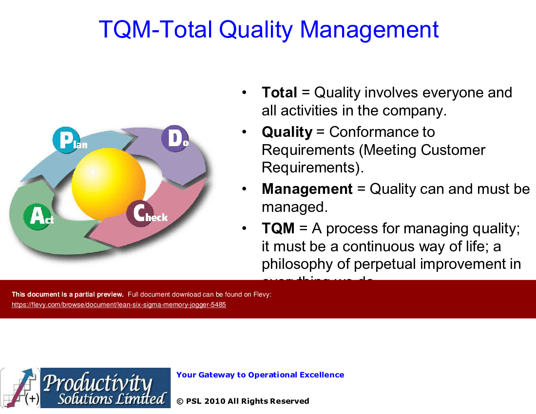 This is a partial preview of Lean Six Sigma Memory Jogger (134-slide PowerPoint presentation (PPTX)). Full document is 134 slides. 