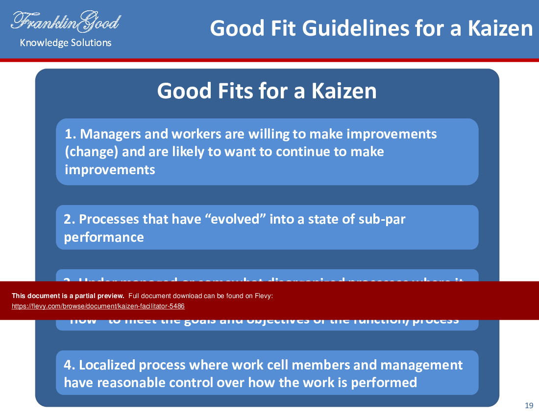 Kaizen Facilitator (90-slide PowerPoint presentation (PPTX)) Preview Image