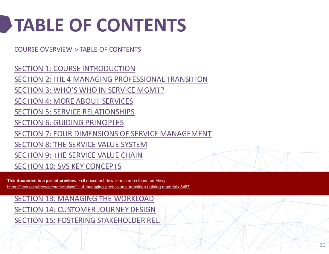 This is a partial preview of ITIL 4 Managing Professional Transition Training Materials (541-slide PowerPoint presentation (PPTX)). Full document is 541 slides. 