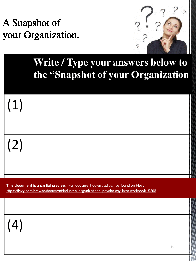 This is a partial preview of Industrial Organizational Psychology Intro Workbook (23-page PDF document). Full document is 23 pages. 