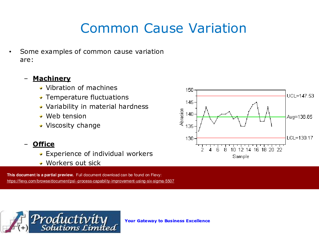 PSL - Process Capability Improvement Using Six Sigma (60-slide PPT PowerPoint presentation (PPTX)) Preview Image