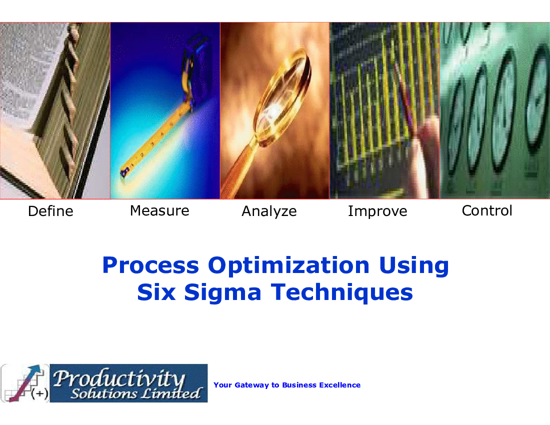 PSL - Process Optimization Using Six Sigma Techniques (94-slide PPT PowerPoint presentation (PPT)) Preview Image