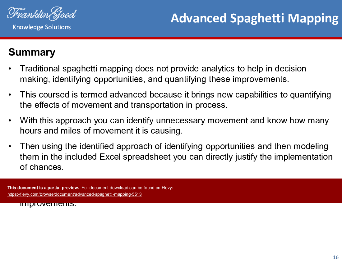 Advanced Spaghetti Mapping (16-slide PPT PowerPoint presentation (PPTX)) Preview Image