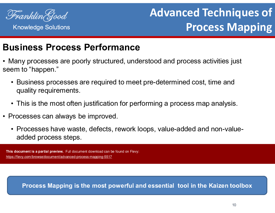 Advanced Process Mapping (35-slide PowerPoint presentation (PPTX)) Preview Image