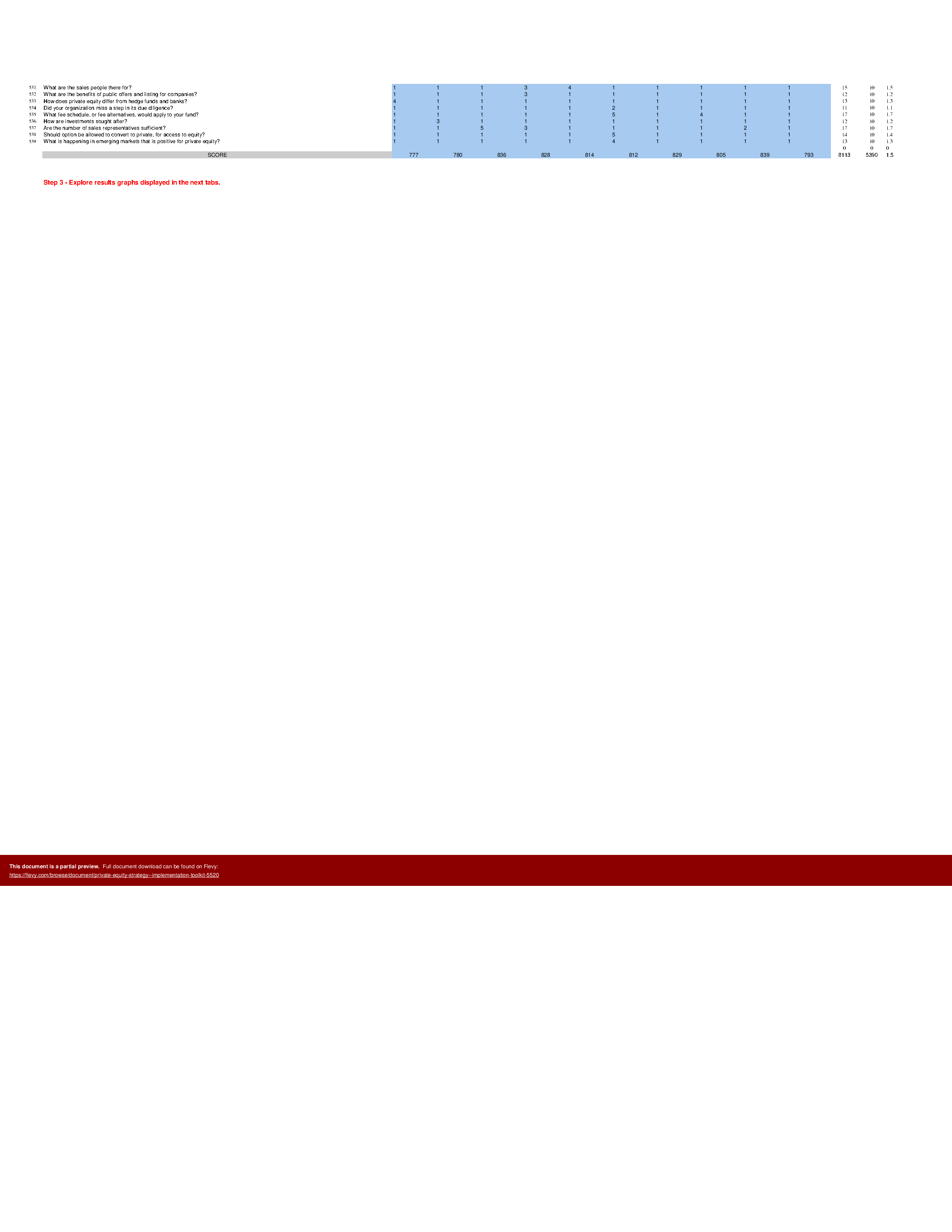 Private Equity Strategy - Implementation Toolkit (Excel template (XLSX)) Preview Image