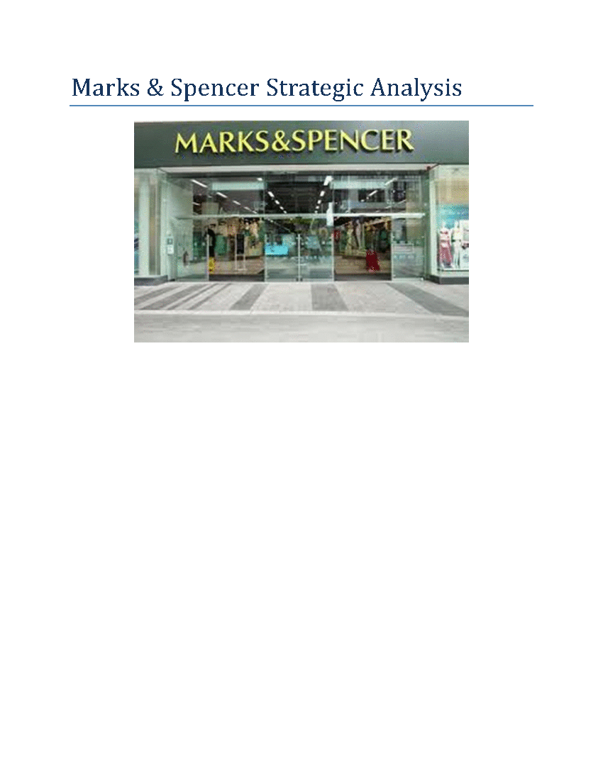 Marks & Spencer Strategic Analysis (26-page Word document) Preview Image