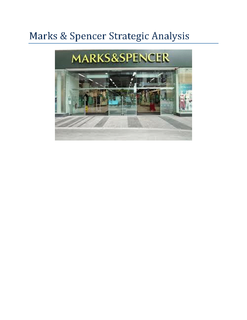 Marks & Spencer Strategic Analysis () Preview Image